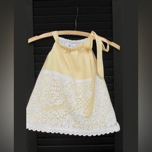 Little Girl Toddler's Dress, sized 1-3 T, yellow with lace overlay, Easter dress
